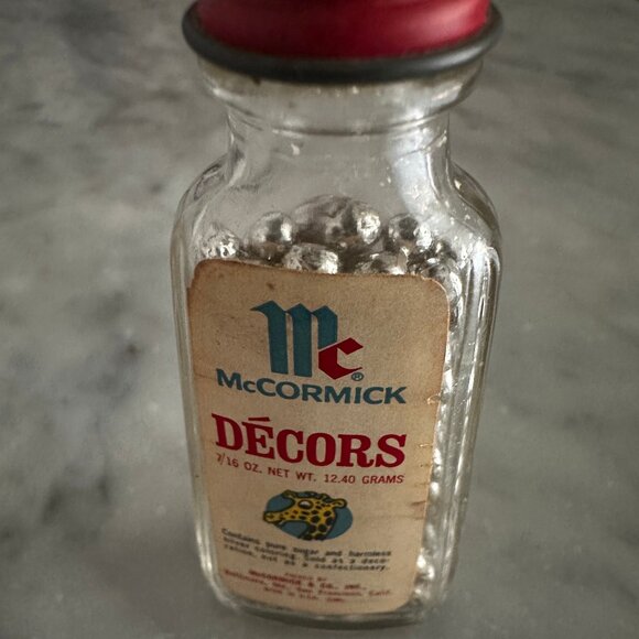 Vintage House Of McCormick Decors Silver Dragees Giraffe Label Bottle Baking Mem - Picture 10 of 13